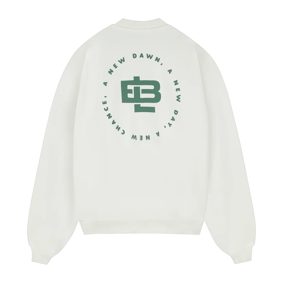Off-white sweater met rugprint en ronde hals, lange mouwen.