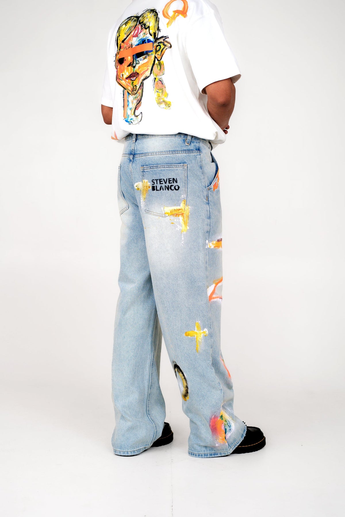 Steven Blanco The Brushstroke Denim Jeans - Blue