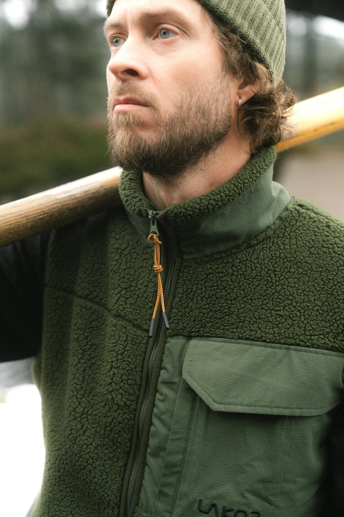 Lakor Bear Sherpa Vest - Riffle Green - lab10menswear.nl