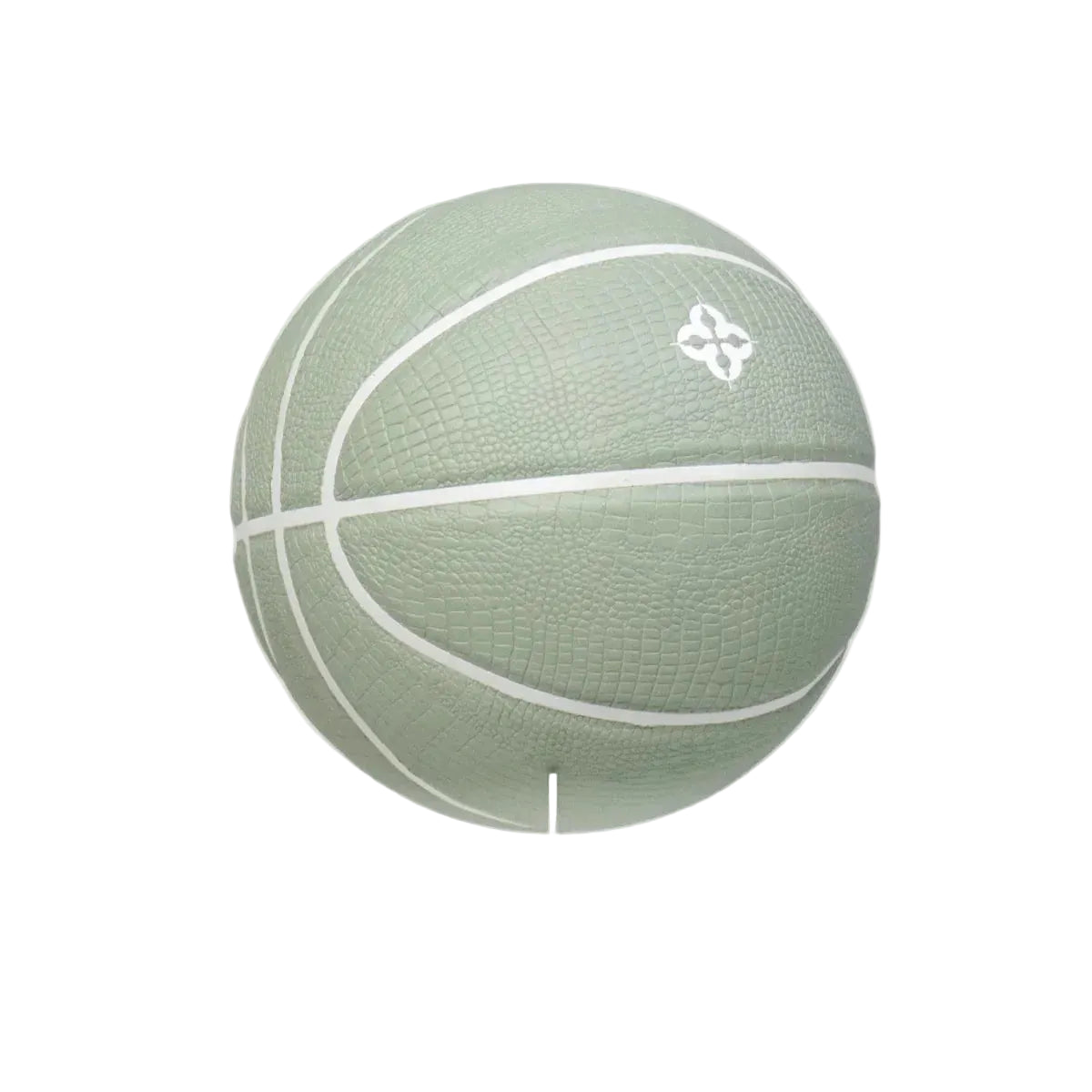 Mintgroene basketbal met witte biezen en wit klaverlogo