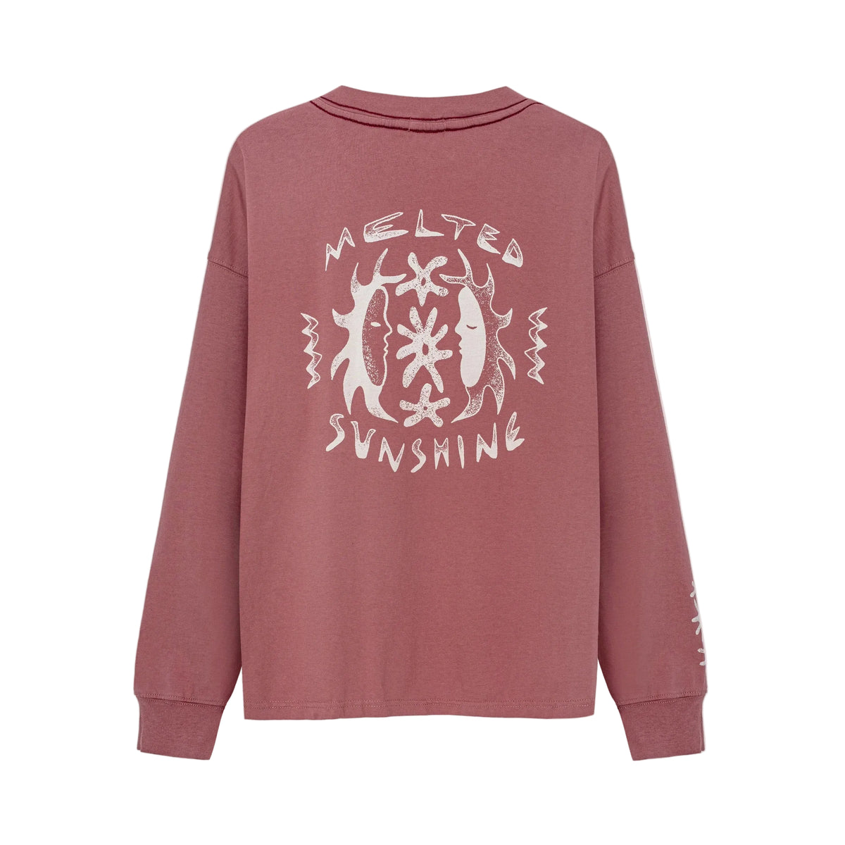 Roze longsleeve met grote achterprint 'Meltea Sunshine', ronde hals