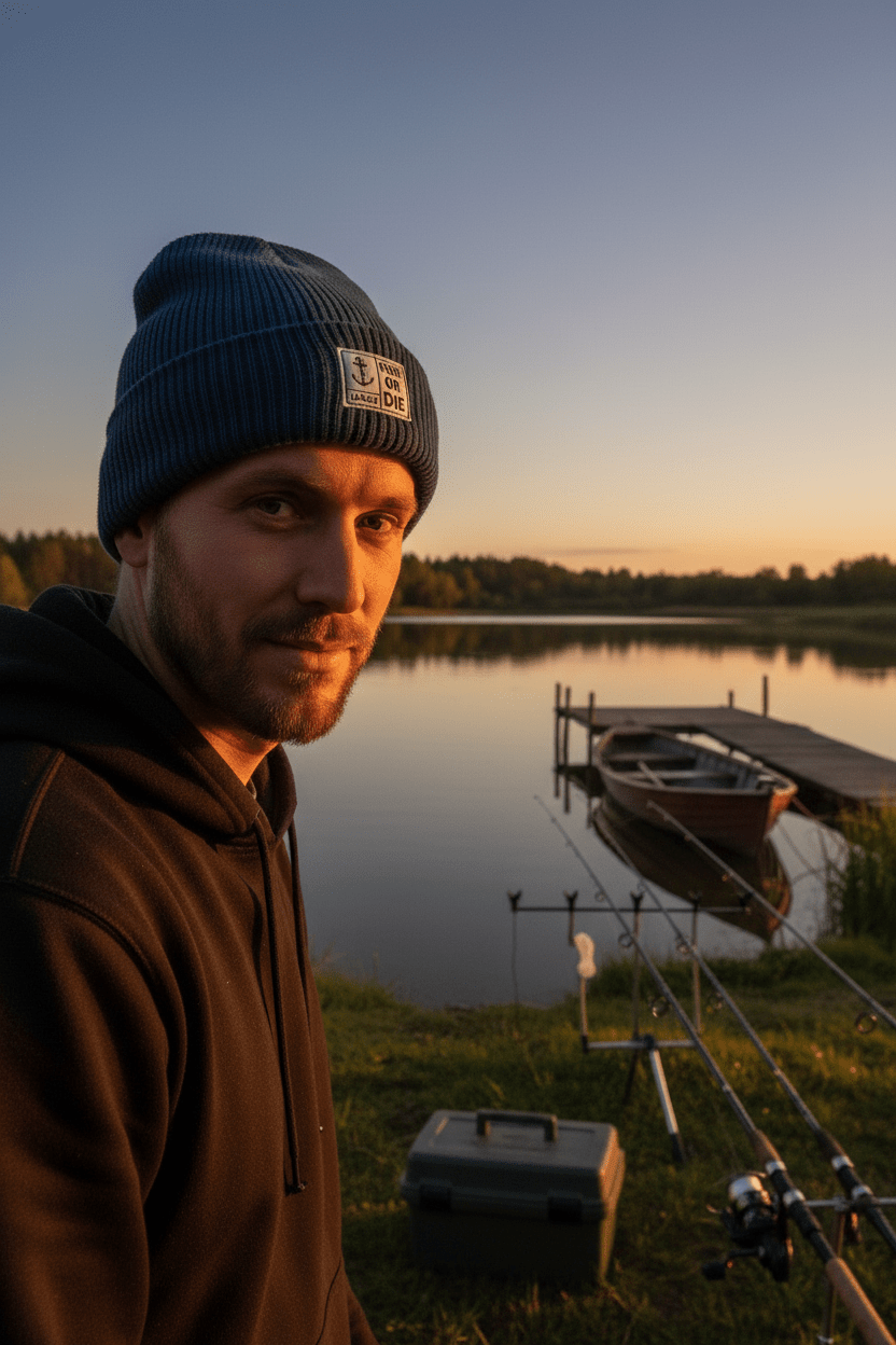 Fish or Die Beanie - Navy - Lakor | LAB10STREETWEAR