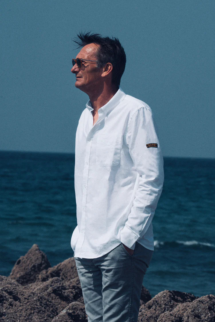 Oxford Shirt Badge - Wit - Ecmo | LAB10STREETWEAR