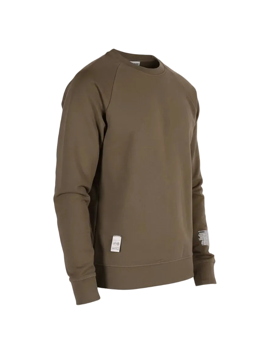 Khaki sweatshirt met lange mouwen en ronde hals, armlogo en zoomdetails LAB10MENSWEAR.NL