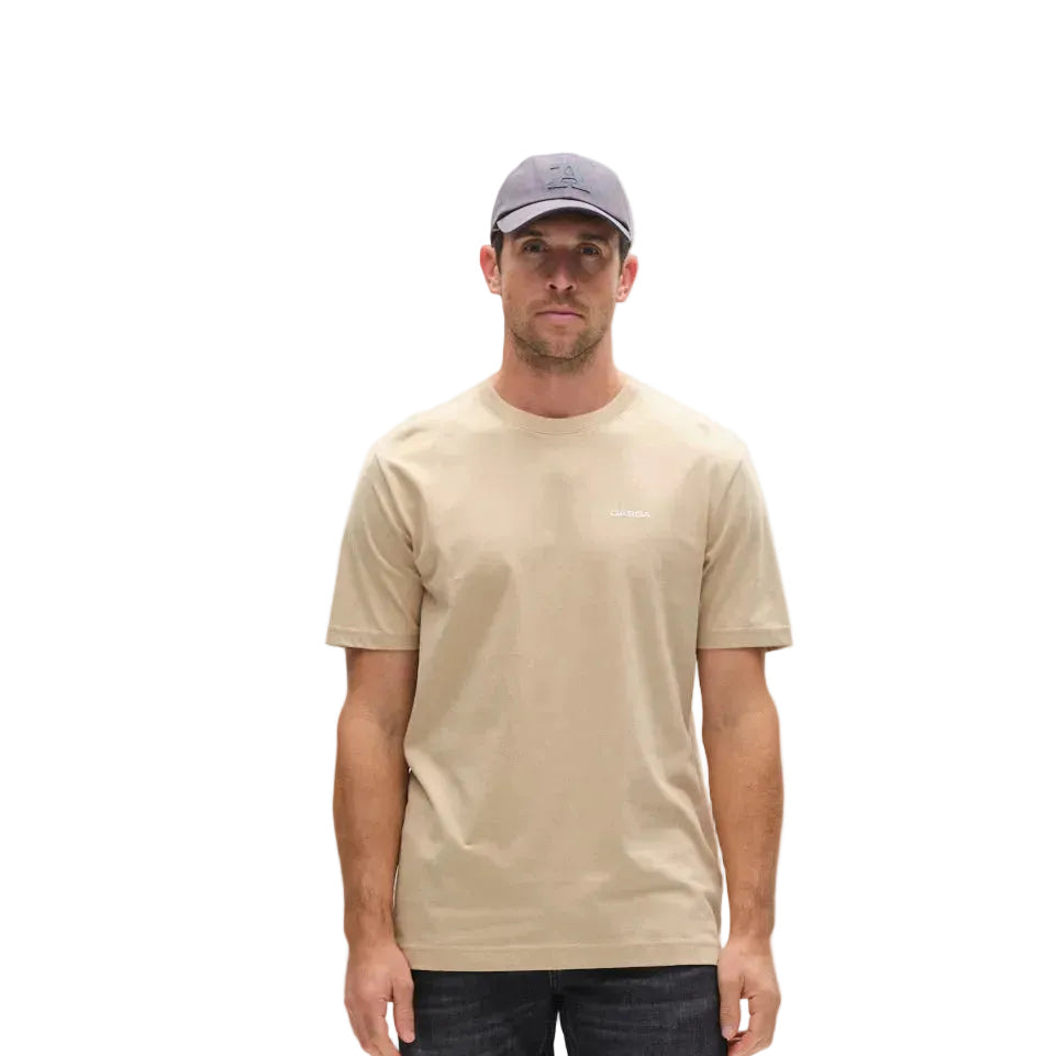 GABdune logo T-shirt, zandbeige met kleine borstprint en korte mouwen