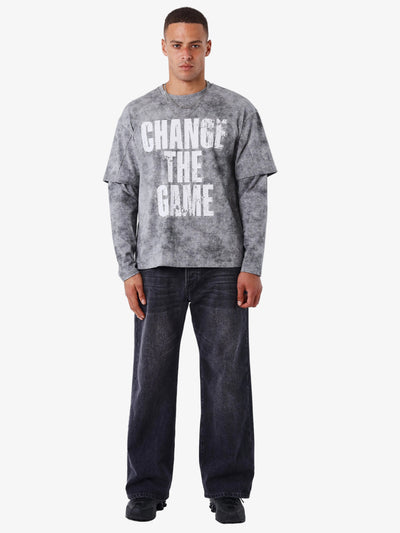 Longsleeve Shirt Vintage Effect Grijs - PXP | LAB10STREETWEAR