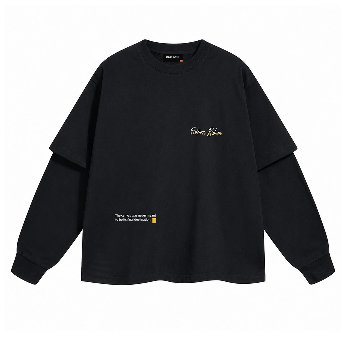 steven blanco Fora da Tela Double Sleeve T-shirt - Black