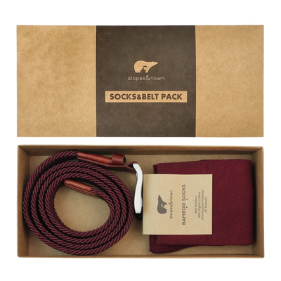 Sokken en Riem Geschenkdoos - Burgundy - Slopes & Town | LAB10STREETWEAR