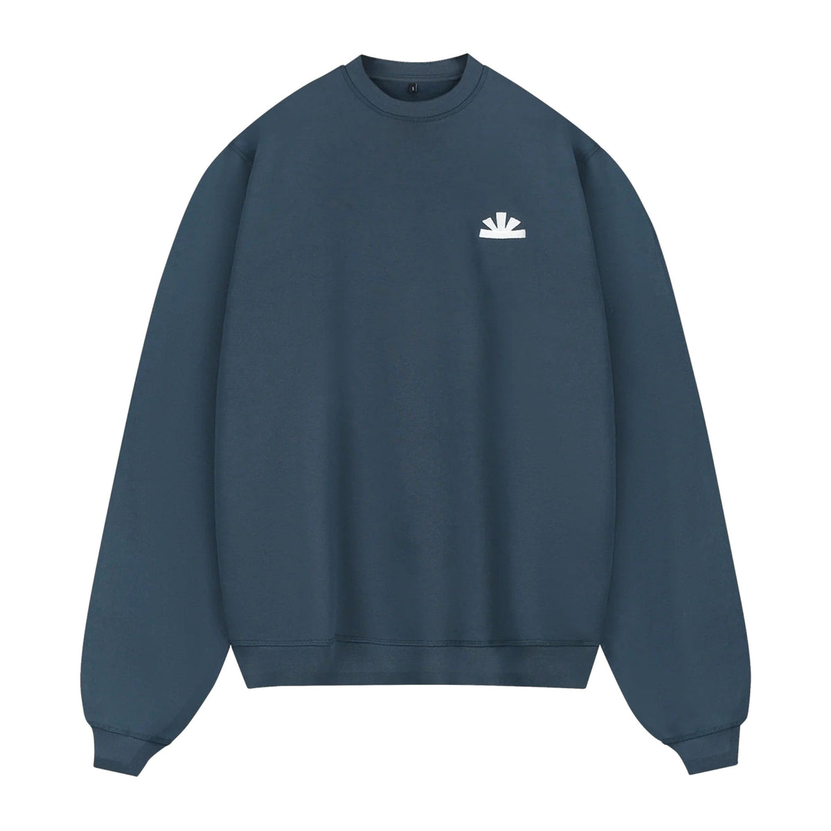 Sweater met ronde hals, donkerblauwe kleur en cirkelprint op de achterkant