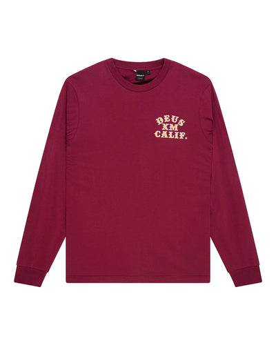 Deus Quick Strike Longsleeve - Burgundy - lab10menswear.nl