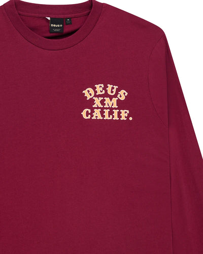 Deus Quick Strike Longsleeve - Burgundy - lab10menswear.nl