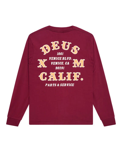 Deus Quick Strike Longsleeve - Burgundy - lab10menswear.nl