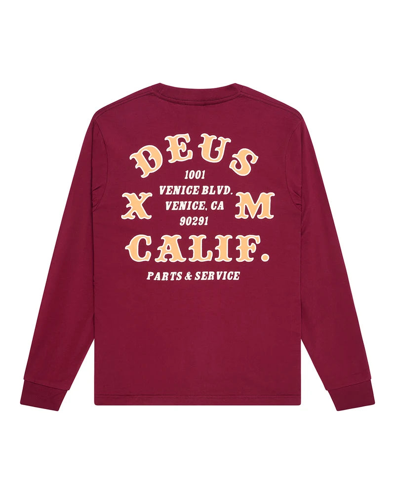 Deus Quick Strike Longsleeve - Burgundy - lab10menswear.nl