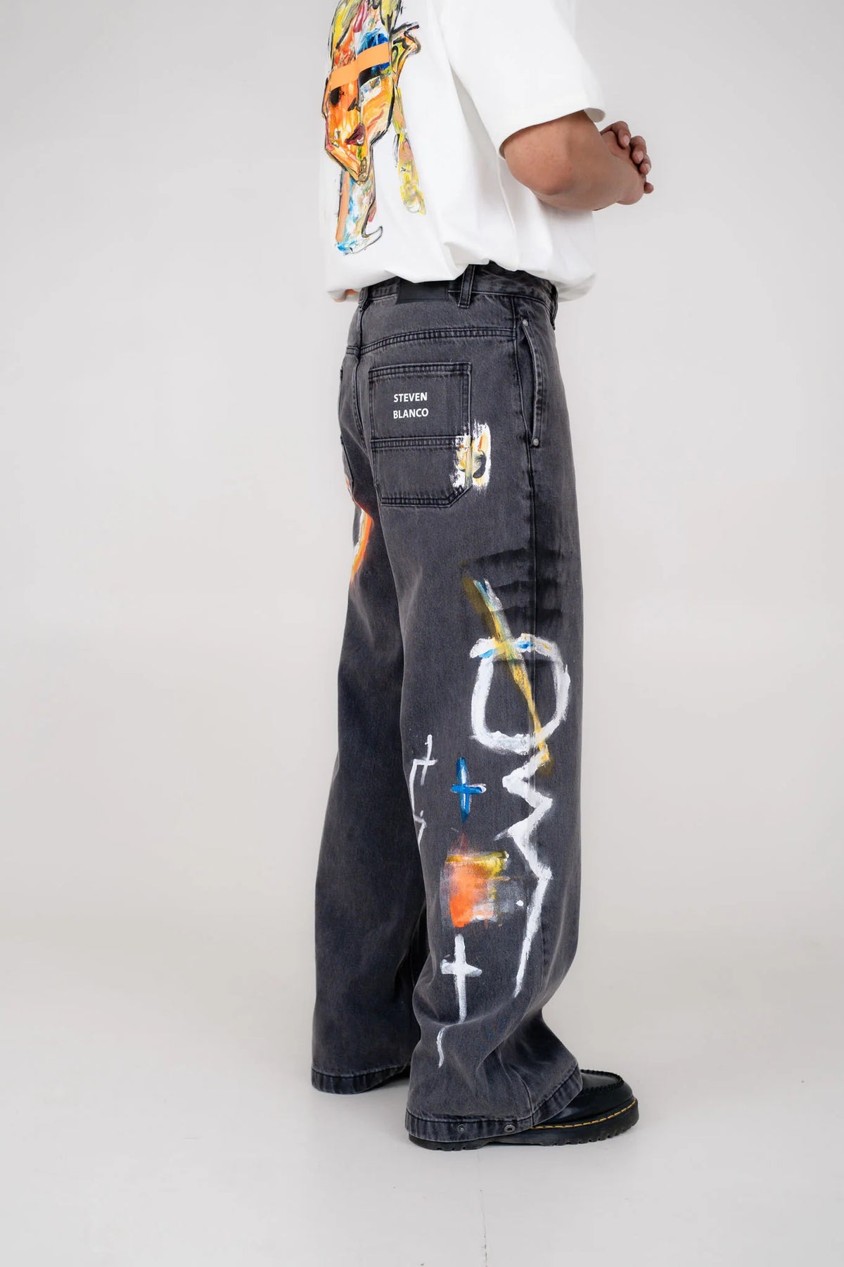 steven blanco The Brushstroke Denim Jeans - Dark Grey