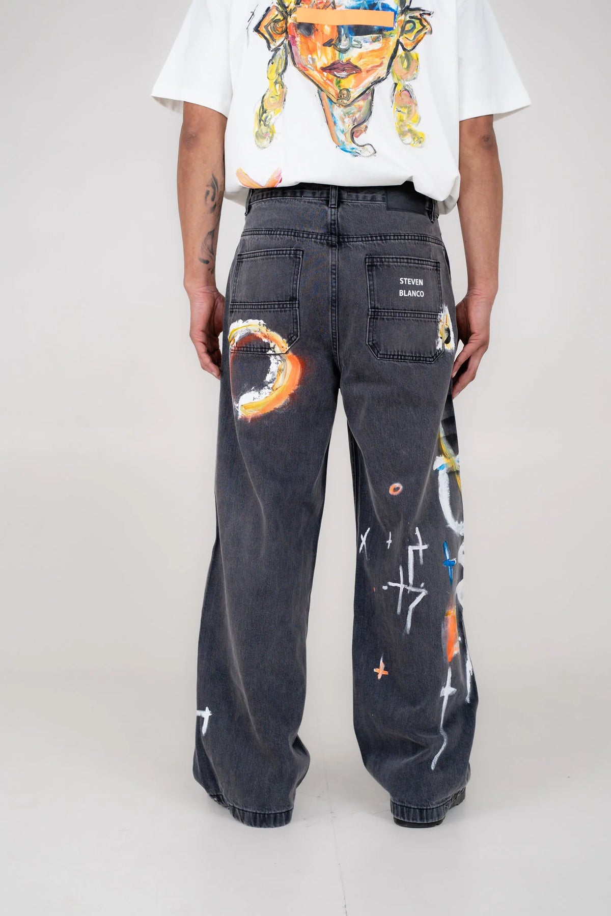 steven blanco The Brushstroke Denim Jeans - Dark Grey