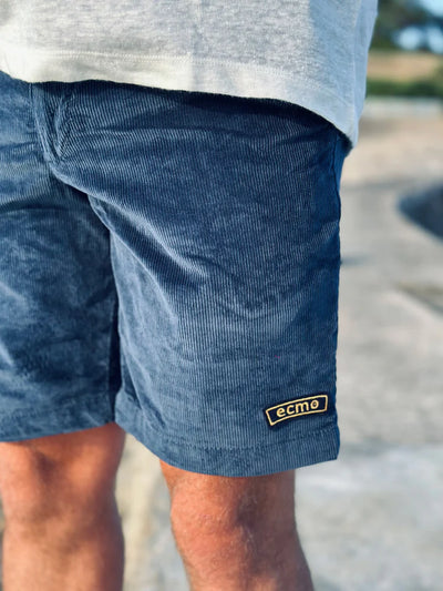 Corduroy Badge Shorts - Navy - Ecmo | LAB10STREETWEAR
