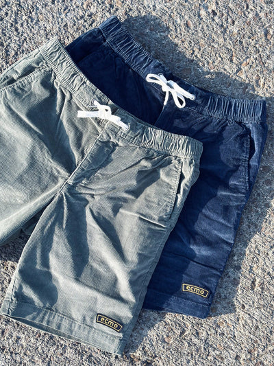Corduroy Badge Shorts - Navy - Ecmo | LAB10STREETWEAR
