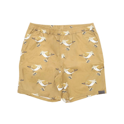 Lichtbruine vogelprint korte broek met elastische taille