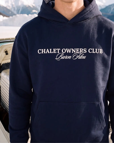 Baron Filou Oversized Backprint Hoodie Car With Skis - Oxford Blue