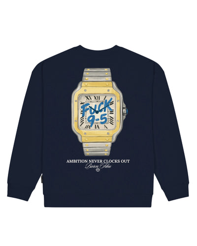 Baron Filou Oversized Backprint Pullover Fuck 9-5 - Oxford Blue
