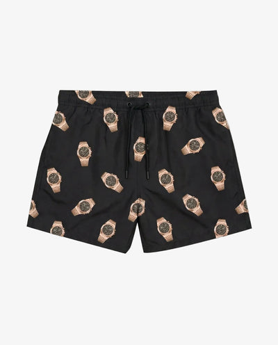 Baron Filou Swim Shorts Allover Watches - Black - lab10menswear.nl