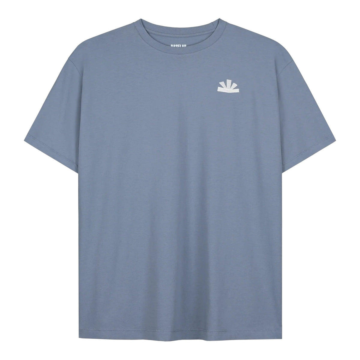 Lichtblauw T-shirt met rugprint van palmbomen en tekst Tropic Vibes