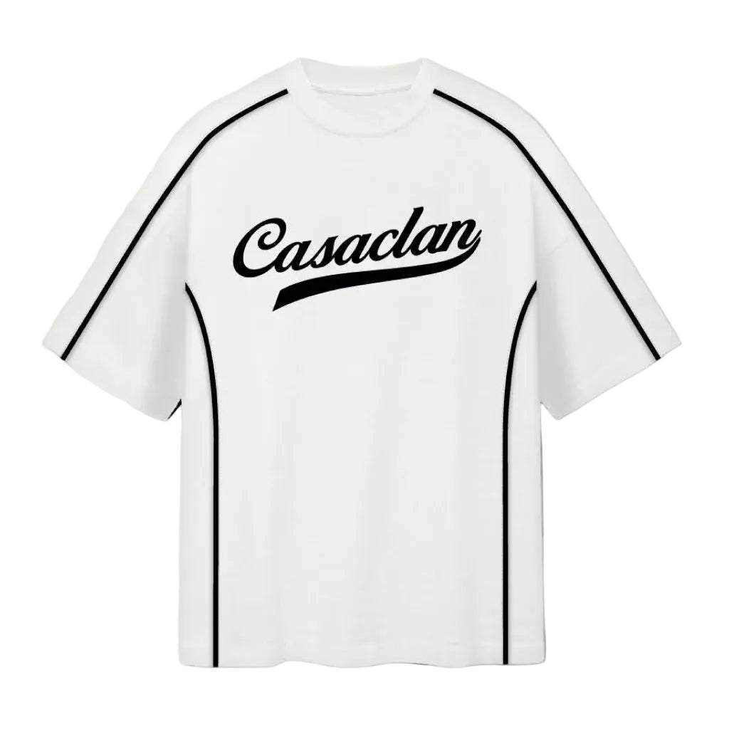 Authorithy T-shirt: witte tee met Casaclan-logo op borst, ronde hals, korte mouwen