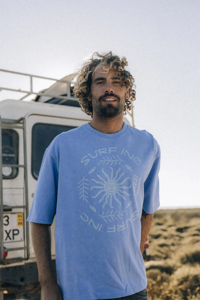 Mellow Angry Sun Tee - Denim Blue - Surf.inc | LAB10STREETWEAR