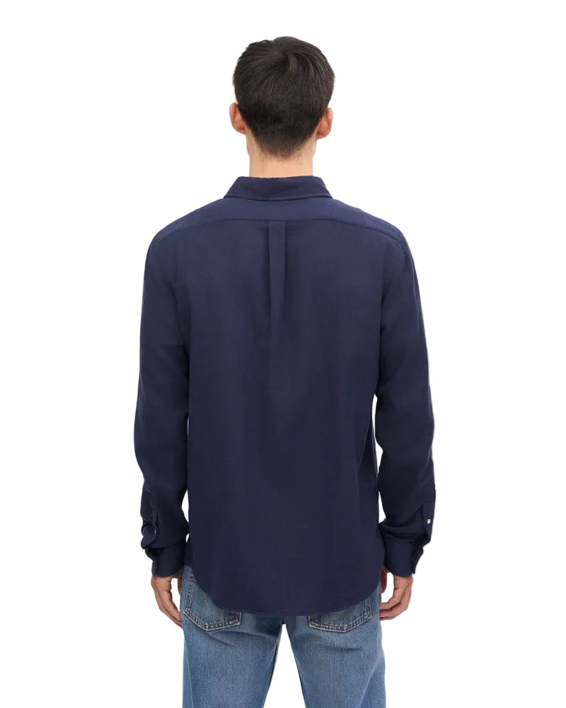 Colorfulstandard Organic Flannel Shirt - Navy Blue -lab10menswear.nl