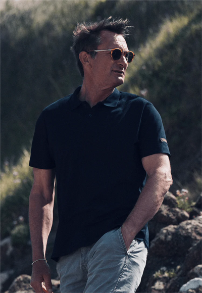 Supima® Badge Polo Shirt - Navy - Ecmo | LAB10STREETWEAR